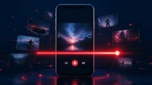 Instagram vídeos longos: ilustração de celular na vertical com uma barra de vídeo longa na tela
